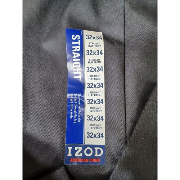 Izod American Chino Wrinkle Free Straight Fit Pants 32x34 Flat Front 100% Cotton - Picture 4 of 9